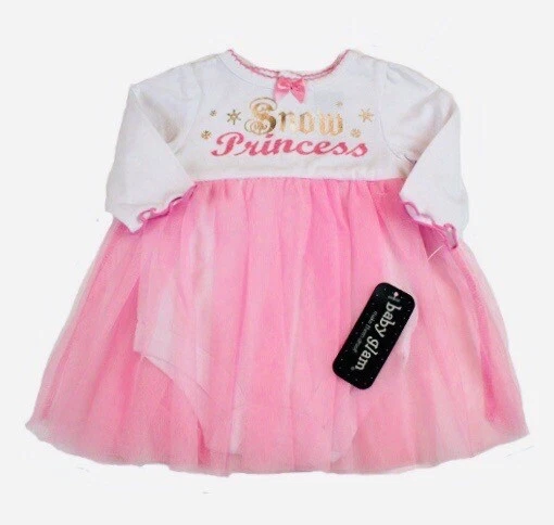 Christmas Baby Glam Tutu Dress 3M Bodysuit Pink Skirt Infant Snow Princess Tulle - Image 1 of 4