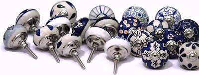Lot Of 10 Pc Indian Handmade Ceramic Door Knobs  Kitchen Cabinet Door Pulls - Image 1 of 4