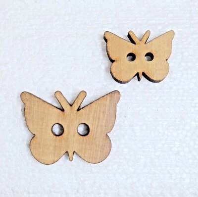 Wooden Butterfly Button 25mm 35mm Novelty 2 Hole Flying Insect Sewing Art Crafts - Image 1 of 4