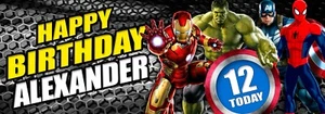 2 x Personalised Birthday Banners Avengers - any name/age - Picture 1 of 1