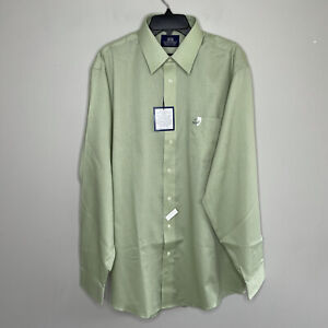 STAFFORD Green Button-Up Dress Shirt NEW Wrinkle-Free Cotton Blend Mens 17 36/37