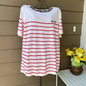 Weißer Hirsch Damen Streifen Strick Pullover Plus 22W/24W Kurzarm Americana USA - Bild 1 von 12
