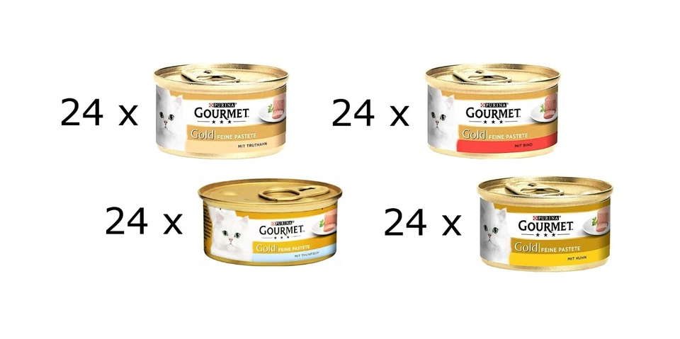 Gourmet Gold Feine Pastete (€ 7,35/kg) 96 Dosen Mix: Pute, Thunfisch, Rind, Huhn - Bild 1 von 1