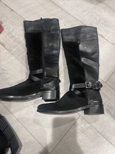 New Vince Camino Black Leather Boots 8.5 - Picture 1 of 4