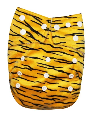 See Diapers One Size Minky Baby Cloth Diaper 2 Microfiber Inserts Tiger - Image 1 of 3