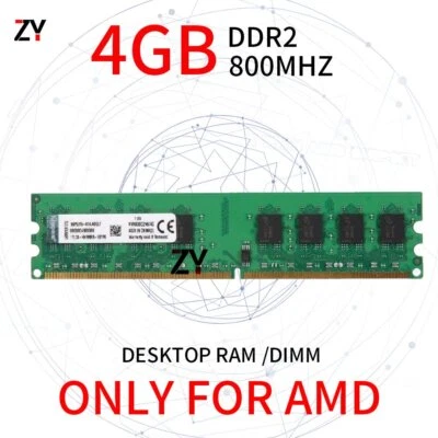 Kingston 4GB Module DDR2 PC2-6400U 800MHz 1.8V CL6 AMD Desktop DIMM PC RAM SP - Immagine 1 di 4