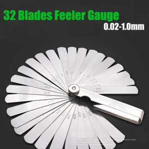 32 Blade Feeler Filler Gauge Spark Plug Gap Metric Imperial Measuring Brass Tool - Picture 1 of 12
