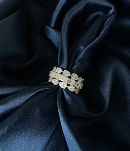 Real Moissanite Eternity Band Wedding Ring 925 Silver Anniversary Gift For Her - Picture 1 of 3