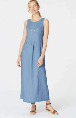 J. Jill ~ M ~ 全新 非常漂亮亚麻褶饰长裙 ~ 全新带标签 (1A4) — 第 1/3 张图片