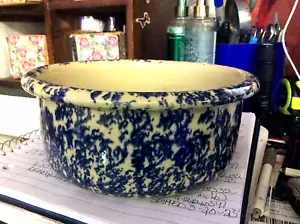 Brothers Potteries Blue Speckled Bowl Crock, Norwich, Ontario Canada 7" Diameter - Picture 1 of 6