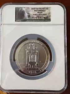 2010 Hot Springs National Park ATB 5 oz Silver Coin : NGC MS69 Early Releases - Picture 1 of 2