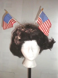 US Flag Patriotic Wig Dark Brown Grace 100% Toyokalon USA - Picture 1 of 2