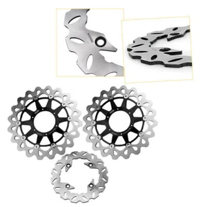 For Honda CBR1000RR 2006-2007 Black Motorcycle Front Rear Disc Brake Rotors Set - Picture 1 of 12