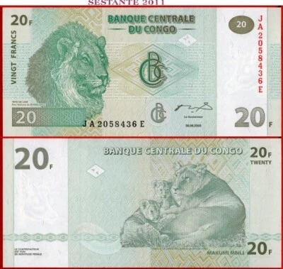 CONGO 20 FRANCS 2003 Printed Hotel des Monnais P 94 UNC free shipping from 100$ - Image 1 of 3