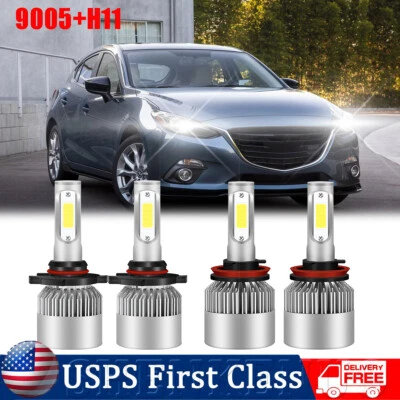 Kit combinado de 4 faros LED haz alto bajo para Mazda 3 2010-2018 Mazda3 Sport Foto 1 de 4