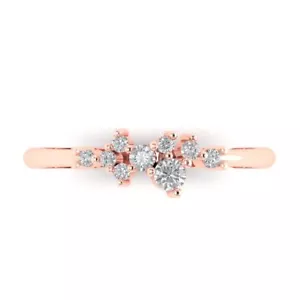 0.13ct Round Cut cluster Pyramid Bridal Statement Wedding Band 14K Rose Gold - Picture 1 of 5