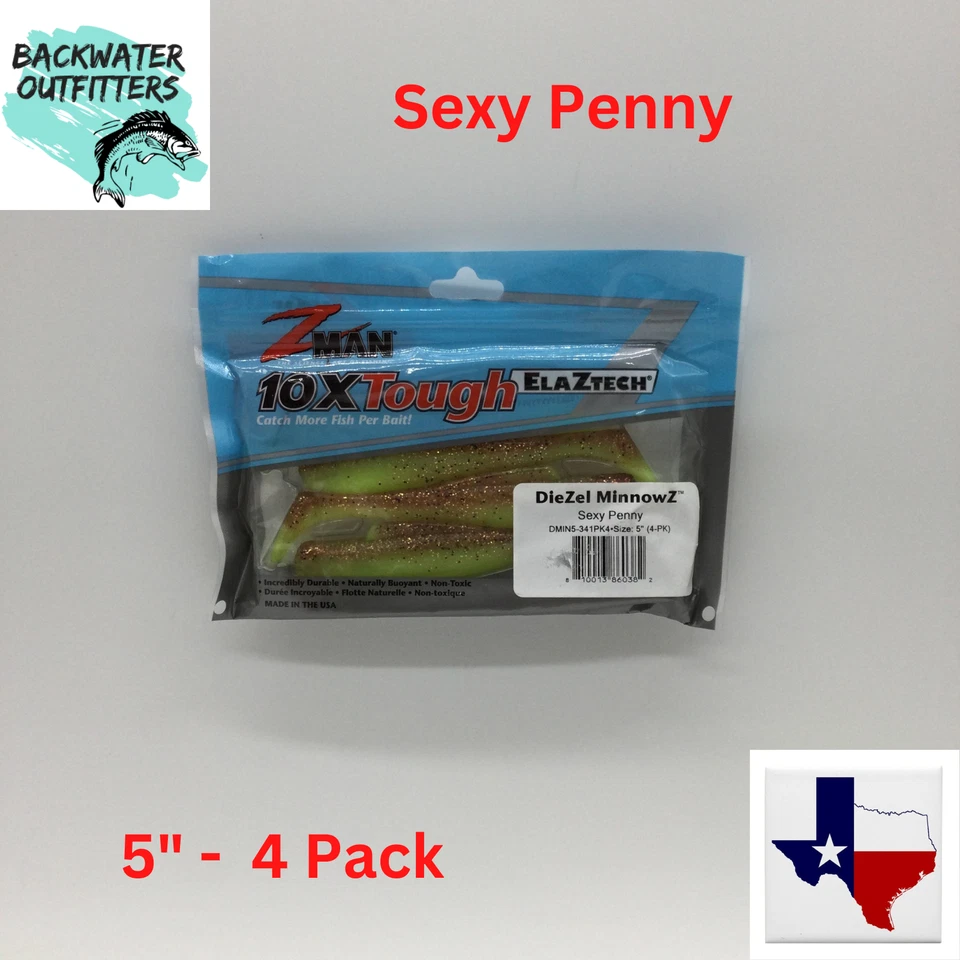 Zman Soft Lure Diezel MinnowZ 5 Inch 4 per Pack Penny (0382)