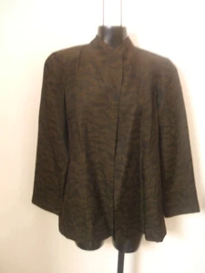 Eileen Fisher PS PP Black High Collar Jacket Silk Blend Jacquard Wave NWT $498 - Picture 1 of 11