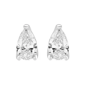 Zertifizierte 1, kt Birne Lab Grown VS Diamant Solitär Ohrstecker 14 kt Weißgold - Bild 1 von 8