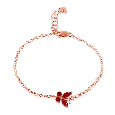 14K. SOLID GOLD BUTTERFLY BRACELET WITH RUBIES - Image 1 of 4