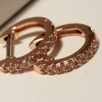PAVOI Pendientes Brazalete Huggie Chapados en Oro Rosa 14K Circonita Cúbica Nuevos Foto 1 de 4