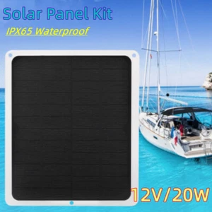 12V Trickle Charge Battery 20W Solar Panel Kit Charger Maintainer Marine RV Car - Picture 1 of 17