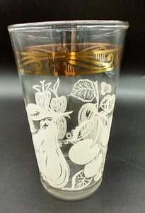 Federal Glass White Fruit With Gold Trim Tumbler Mid Century Drinking Glass 10oz - Picture 1 of 8