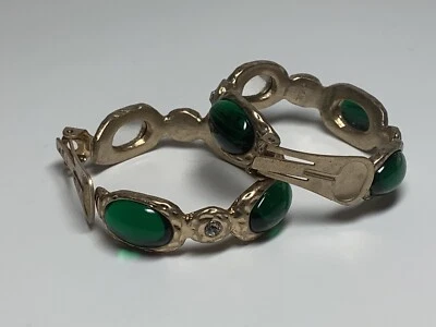 KJL KENNETH JAY LANE зеленый камень обруч серьги зажим на GRIPOIX стиль - Изображение 1 из 4