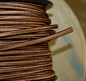 Brown 2-Wire Cloth Covered Cord 18ga Vintage Style Lamp Lights Antique Fan Rayon - Picture 1 of 6