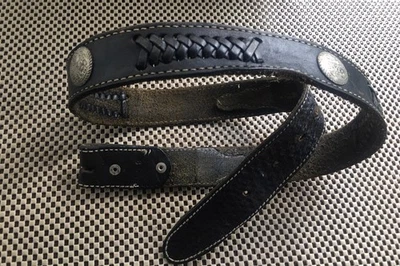 Vintage Leather Belt-Mens 38” Stamped-MEXICO Silver Conches - Image 1 of 4