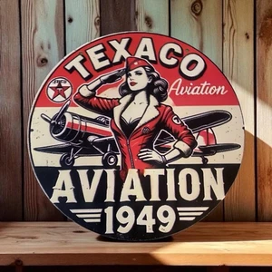Texaco Aviation Aluminum 8x8 Vintage Inspired Tin Garage Man cave Retro Flying - Picture 1 of 1