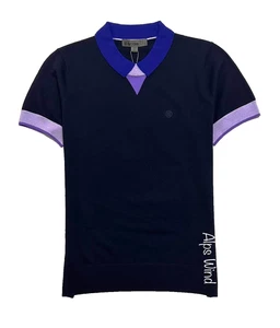 G/FORE Womens Layered Merino Wool Short Sleeve Polo Golf Sweater Twilight SZ. L - Picture 1 of 9