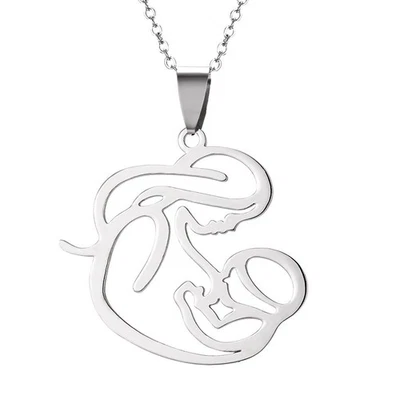  Collana in lega d'argento Embrace Baby Pendant Creative Hollow Out Collana - Immagine 1 di 4
