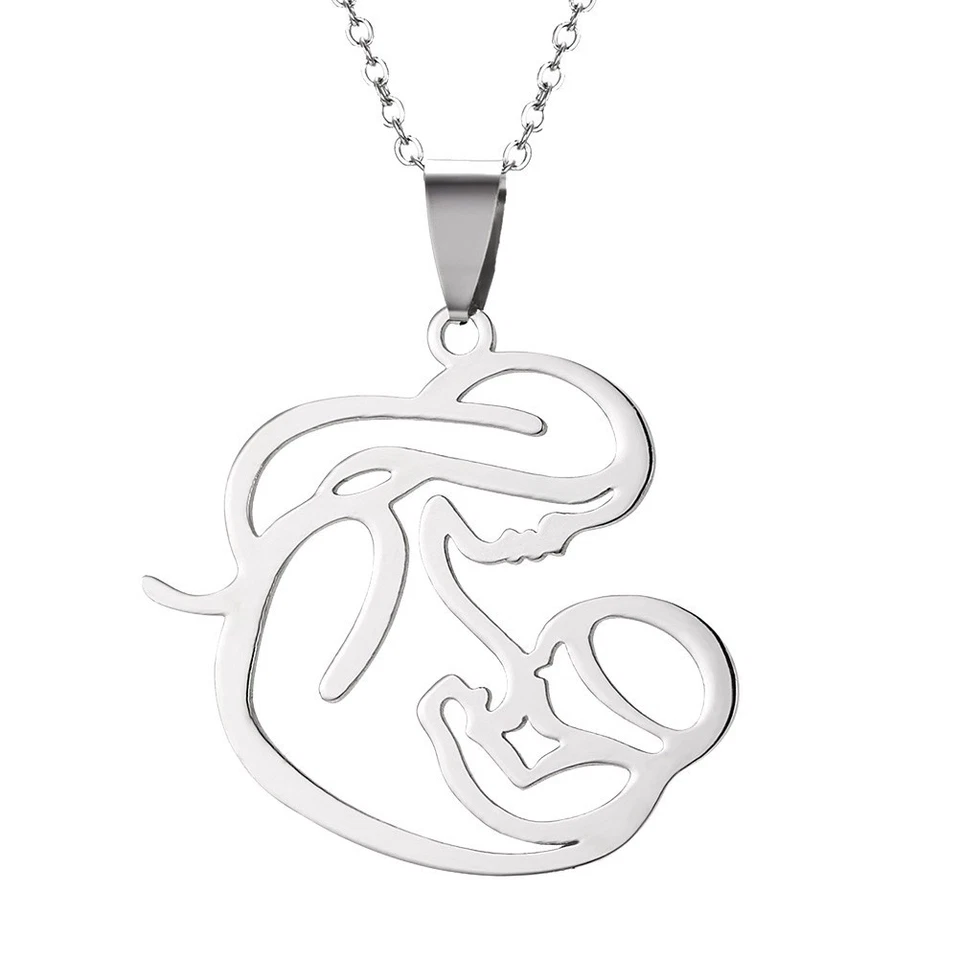  Collana in lega d'argento Embrace Baby Pendant Creative Hollow Out Collana - Immagine 1 di 4