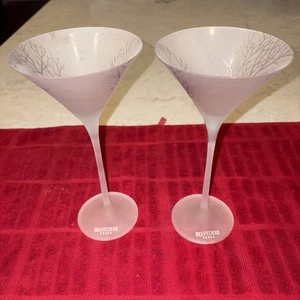 (2) BELVEDERE Grand Martini Glasses – Cold Activated Frosted Trees – MINT - Picture 1 of 6
