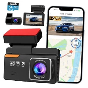 Dash Cam Front and Rear+1080P, Dash Camera for Cars Built-in GPS WiFi, App 4K - Picture 1 of 7
