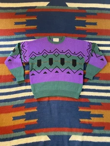 Vintage Obermeyer Sweater Pullover Wool blend Nordic Fair Isle Aztec Mens XL - Picture 1 of 10