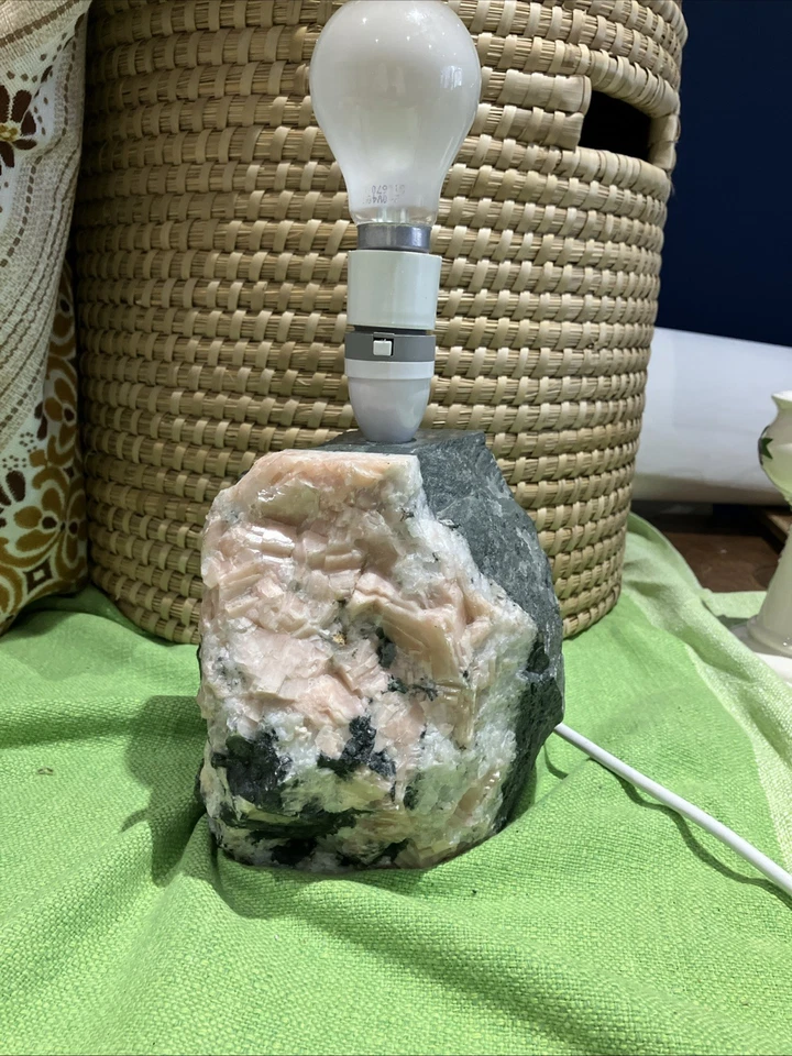 " Handmade Rose Quartz Stone Table  Lamp Base - Image 1 of 4