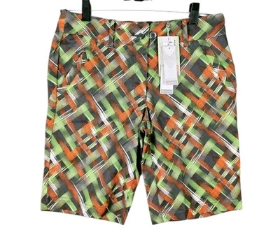 NWT Callaway Opti-Dri Women's Golf Shorts Quiet Shade Size 2 Green Orange Funky - Image 1 of 4