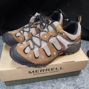 Merrell Hiking Shoes Mens Size 8.5 Brown Outdoor Lace Up Vibram Soles - Picture 1 of 19