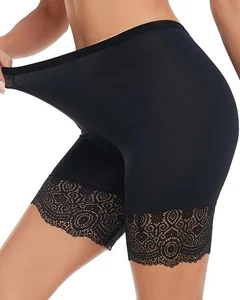 Blueinn Damen Slip Shorts mit Spitzenbesatz in Schwarz - Größe XL - Bild 1 von 5