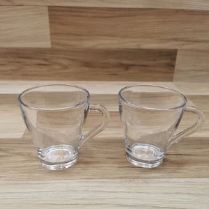 2 x  Clear Glass Tea / Coffee  Mugs with Solid Handles - Picture 1 of 10
