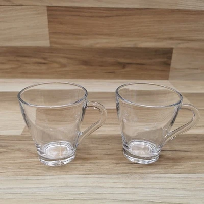 2 x  Clear Glass Tea / Coffee  Mugs with Solid Handles - Image 1 of 4
