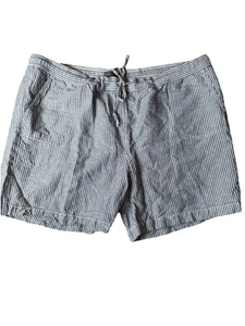 Marks & Spencer Large Shorts Linen And Cotton Blend Size 22 Stripy Blue/white - Picture 1 of 6