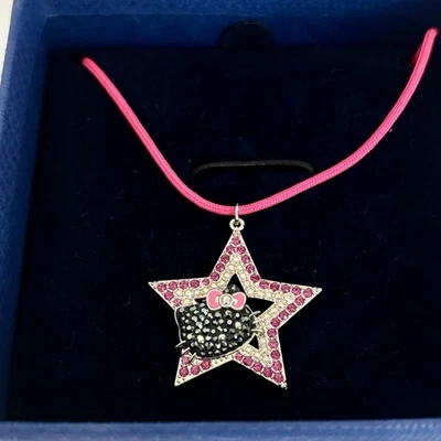 Sanrio Swarovski Hello Kitty Stern Halskette schwarz & pink - Bild 1 von 4