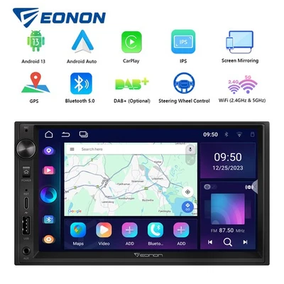 Double DIN 7" IPS Screen Car Stereo Android 13 Radio GPS CarPlay Head Unit WiFi - Image 1 of 4