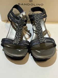 BANDOLINO Women's Blue Sparkly Beaded Slingback Sandals Size 10M NEW BOXED - Picture 1 of 20