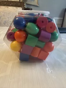Giant Plastic Beads And Laces. 47 Beads, 3 Strings By Lakeshore - Picture 1 of 3