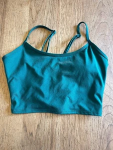 PINK Victoria's Secret Green MEDIUM Ultimate Strappy Back Sports Crop Sport Bra - Picture 1 of 2