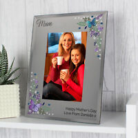 Glass with Diamante Glitter & Pearl Photo Picture Display frame Flowers 5" x 7''